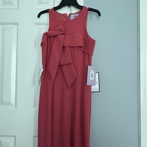 Sleeveless Maxi Dress with Front Bow in Dusty Rose